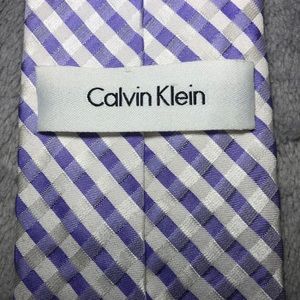 Calvin Klein Purple & White Checkered Spring Tie